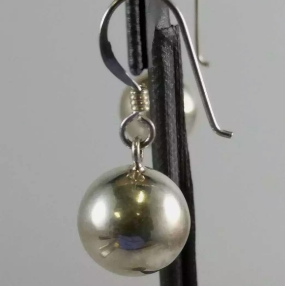 VTG Mexico STERLING SILVER BALL EARRINGS .925 - Picture 3 of 7